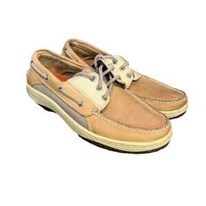 Sperry Top Sider Billfish Boat Shoes Mens 8.5 Tan Beige Leather Air Mesh Rugged